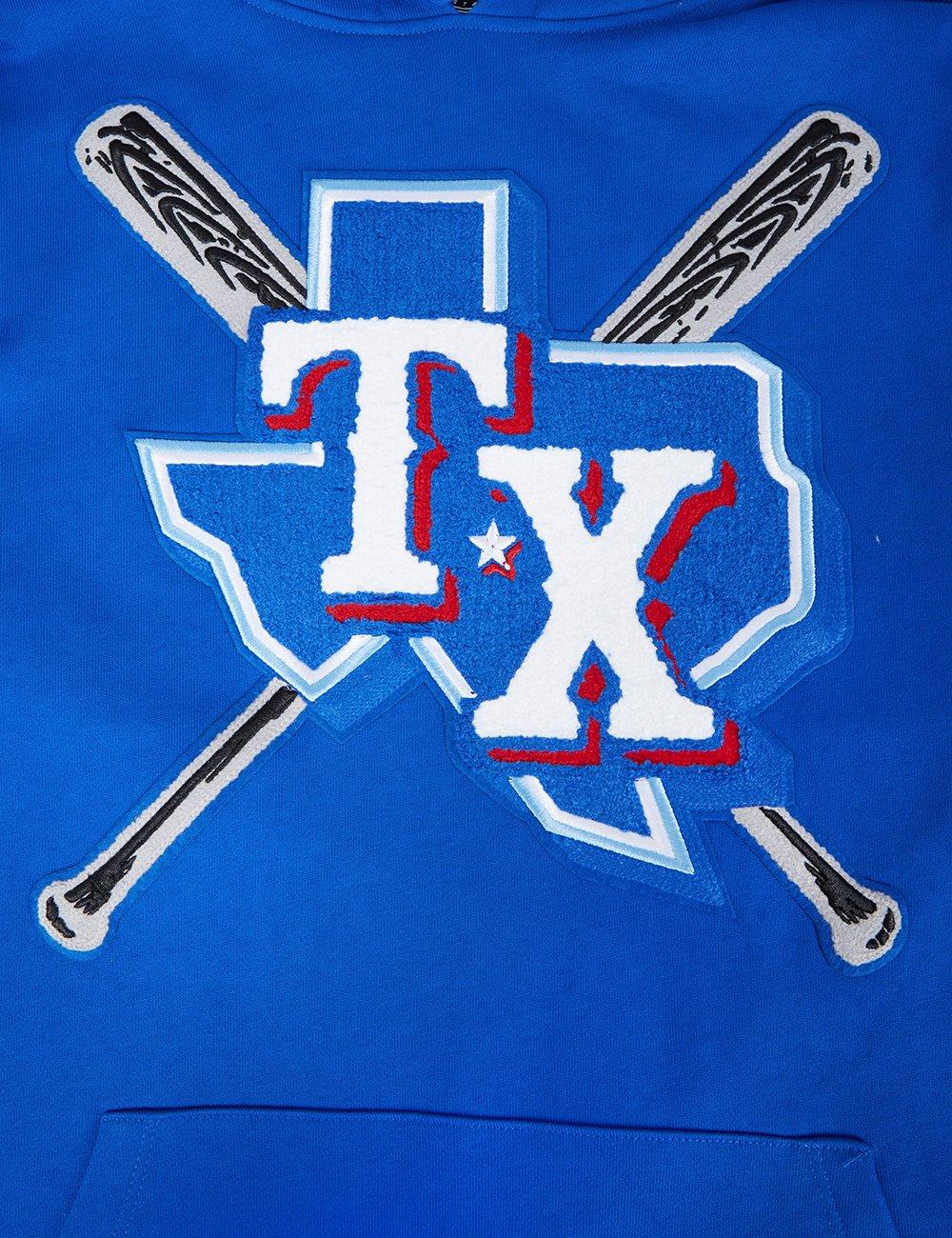 Pro Standard Men's MLB Texas Rangers Mashup Rib PO Hoodie - Blue/Red - BLUE/RED Thumbnail View 5