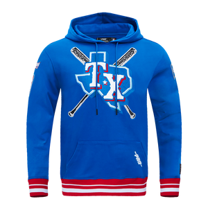 Pro Standard Men's MLB Texas Rangers Mashup Rib PO Hoodie -Blue/Red