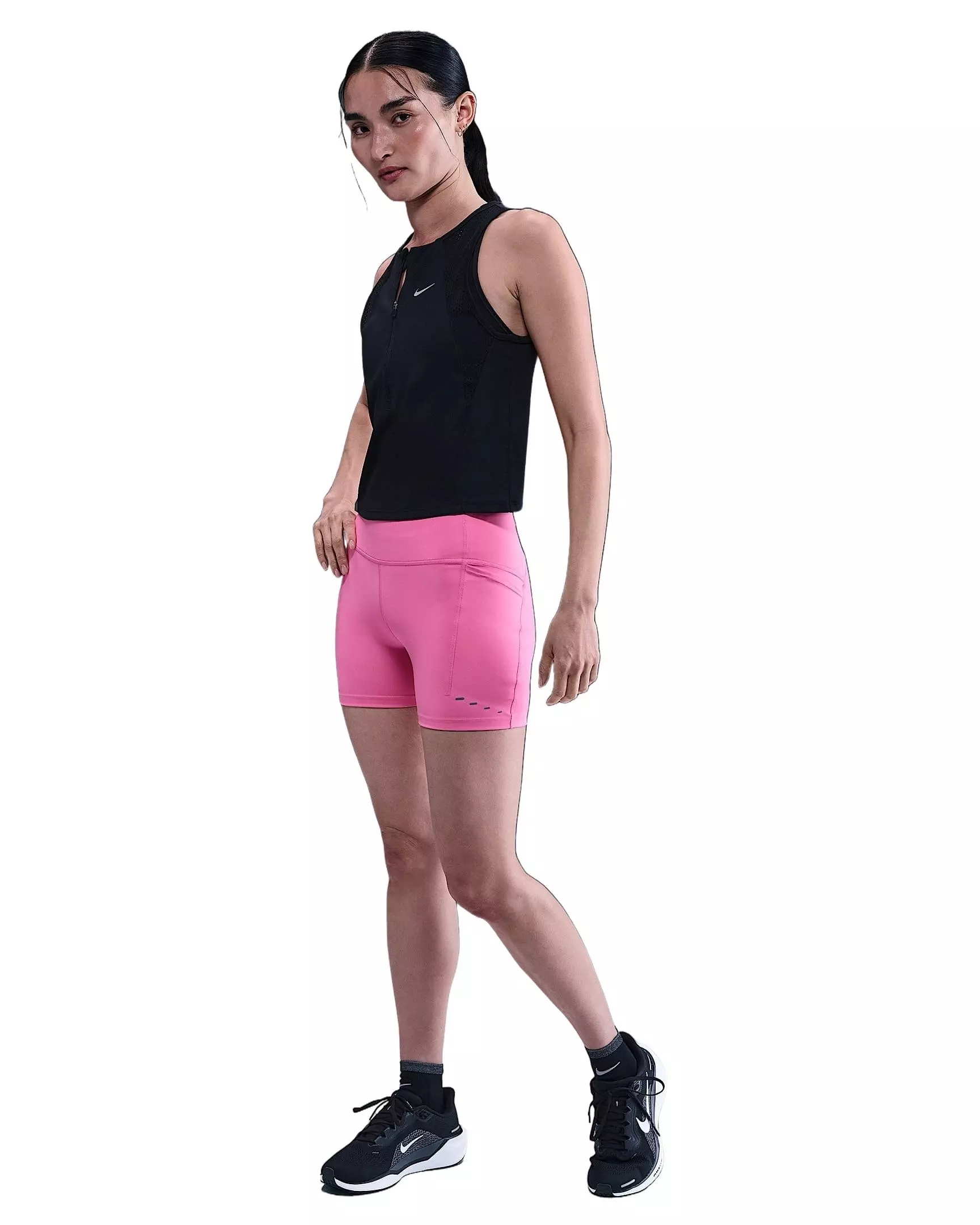 Nike Women's Swift High-Waisted 4" Tight Running Shorts with Pockets - Pink - PINK