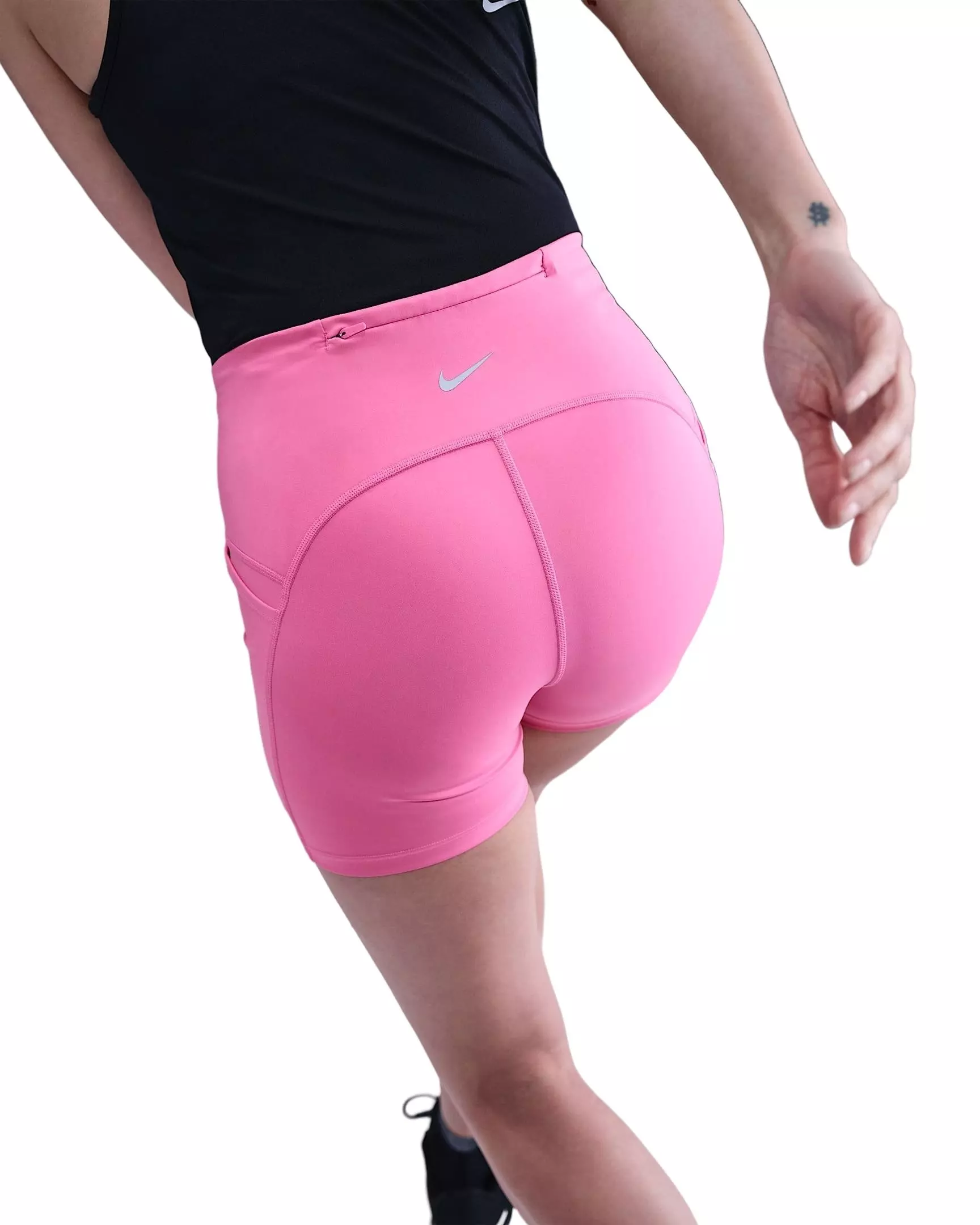 Nike Women's Swift High-Waisted 4" Tight Running Shorts with Pockets - Pink - PINK