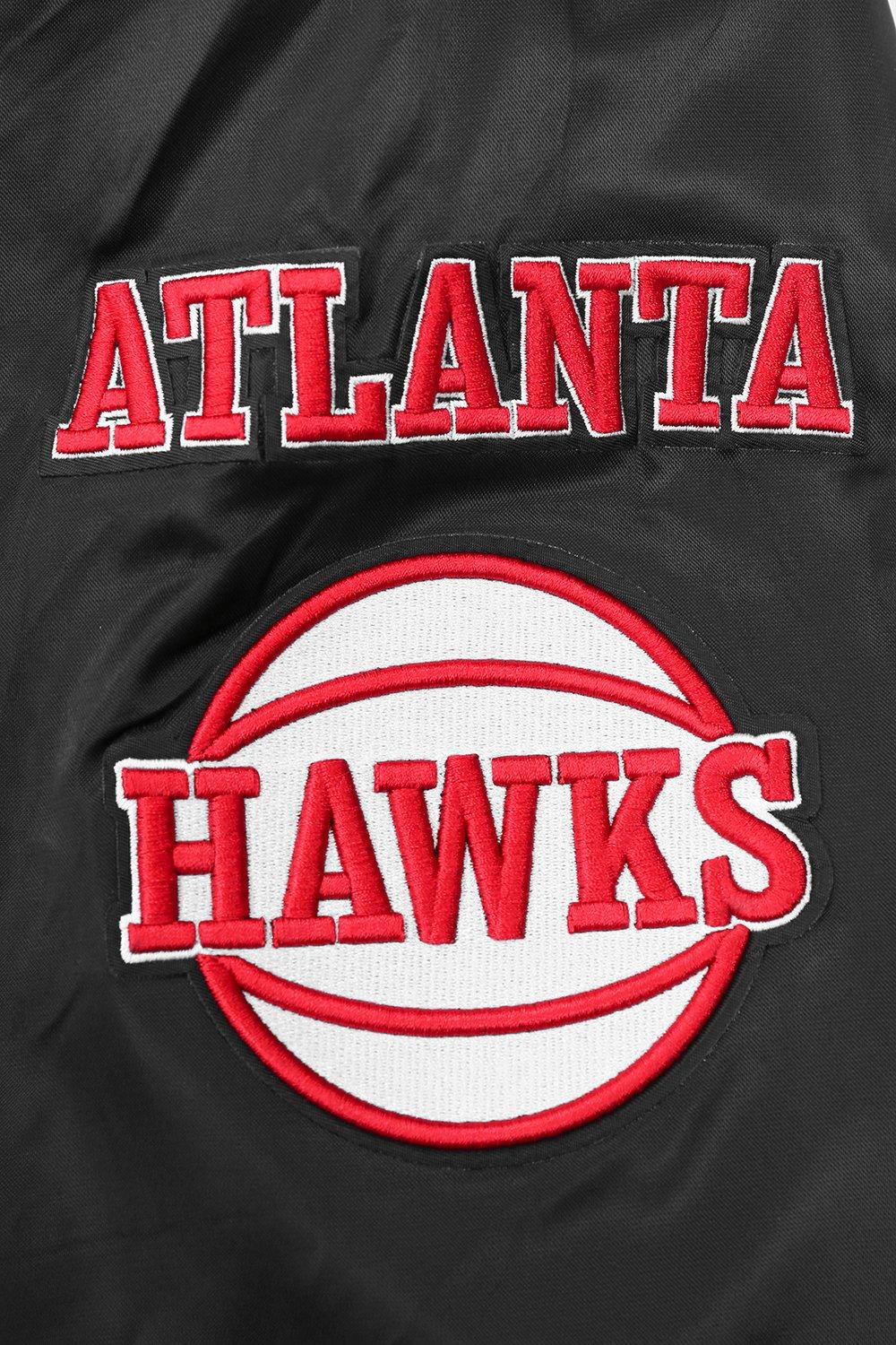 Pro Standard Men's NBA Atlanta Hawks Old English Rib Satin Varsity Jacket -Black/Red - BLACK/RED Thumbnail View 6