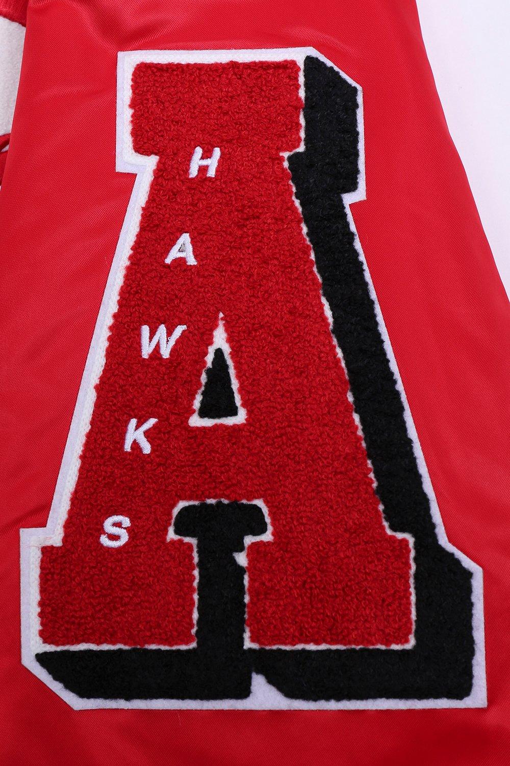 Pro Standard Men's NBA Atlanta Hawks Old English Rib Satin Varsity Jacket -Red/Black - RED/BLACK Thumbnail View 7