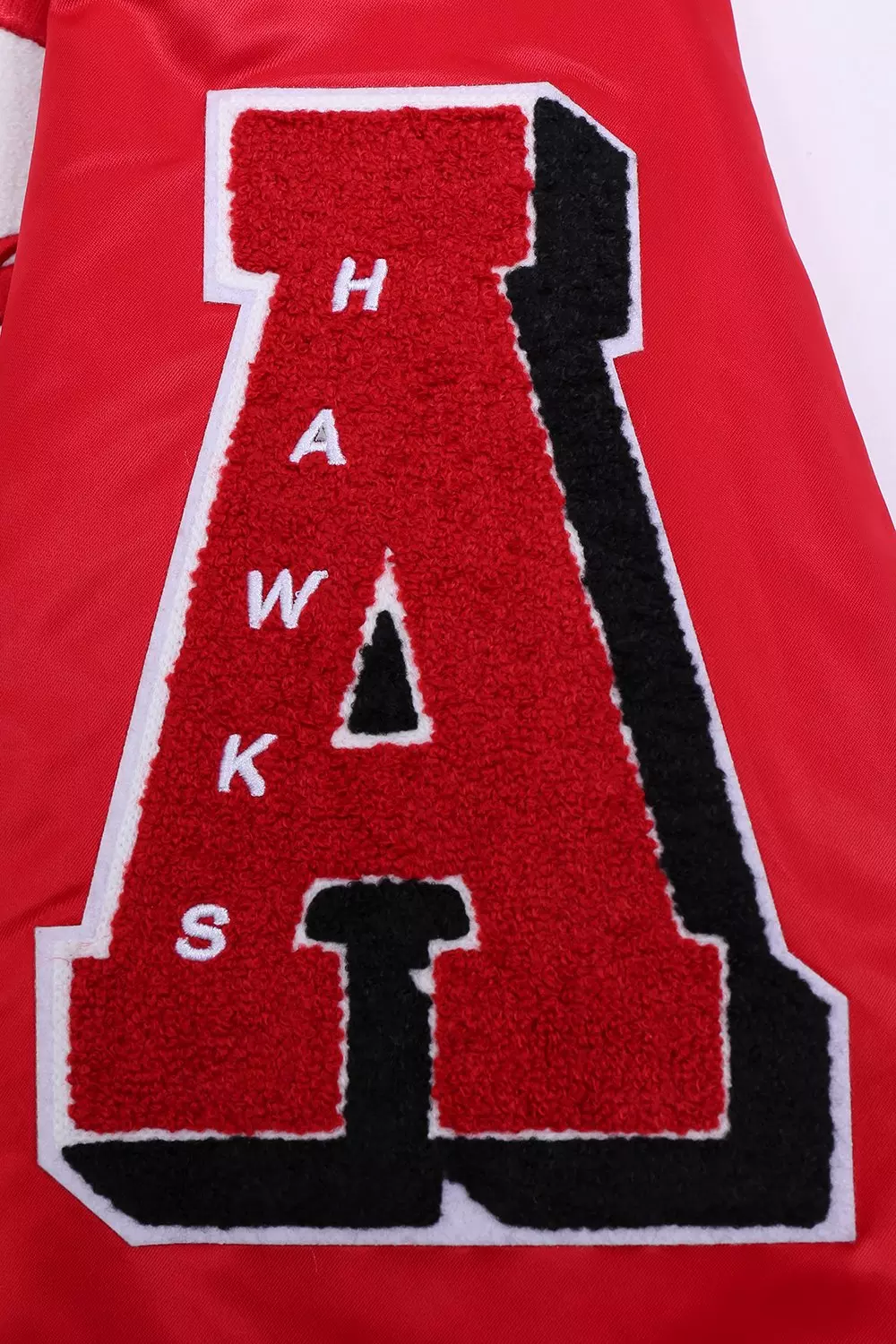 Pro Standard Men's NBA Atlanta Hawks Old English Rib Satin Varsity Jacket -Red/Black - RED/BLACK