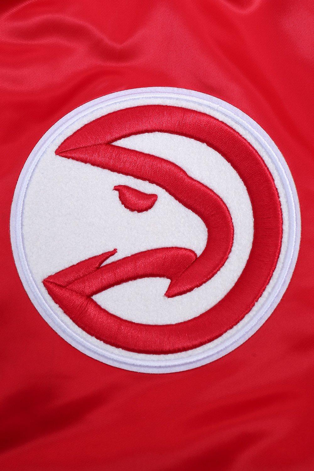 Pro Standard Men's NBA Atlanta Hawks Old English Rib Satin Varsity Jacket -Red/Black - RED/BLACK Thumbnail View 9