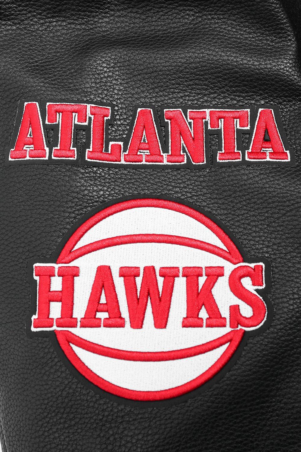 Pro Standard Men's NBA Atlanta Hawks Old English Rib Wool Varsity Jacket -Black/Red - BLACK/RED Thumbnail View 6