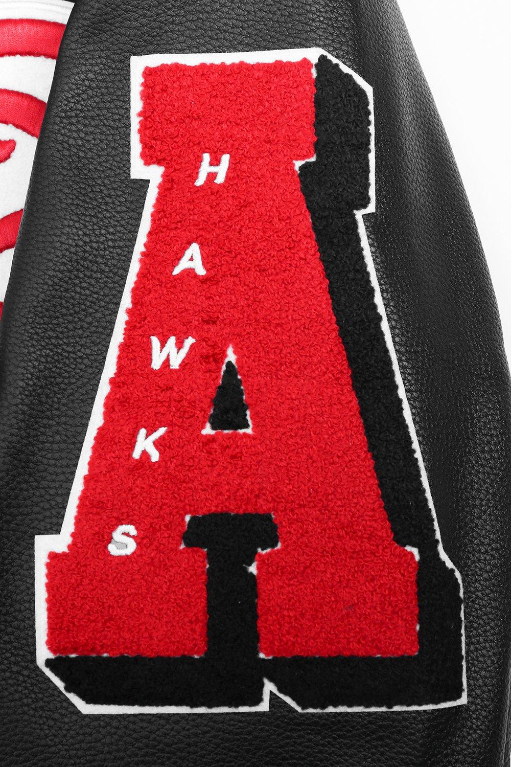 Pro Standard Men's NBA Atlanta Hawks Old English Rib Wool Varsity Jacket - Black/Red - BLACK/RED Thumbnail View 7
