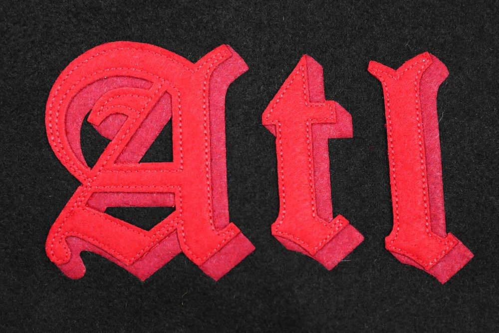 Pro Standard Men's NBA Atlanta Hawks Old English Rib Wool Varsity Jacket - Black/Red - BLACK/RED Thumbnail View 8