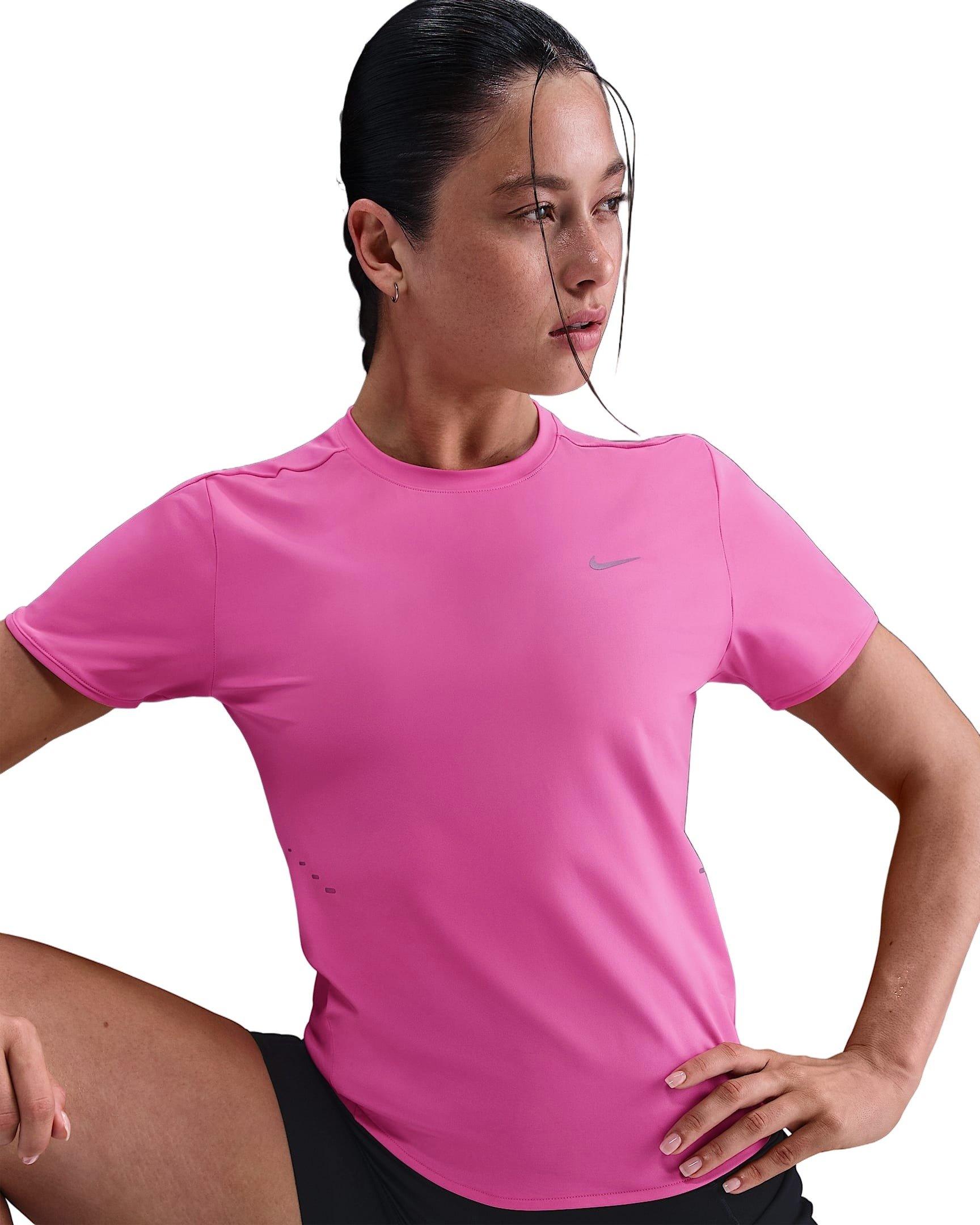 Nike Women's Swift Dri-FIT Short-Sleeve Running Top - Pink - PINK Thumbnail View 1