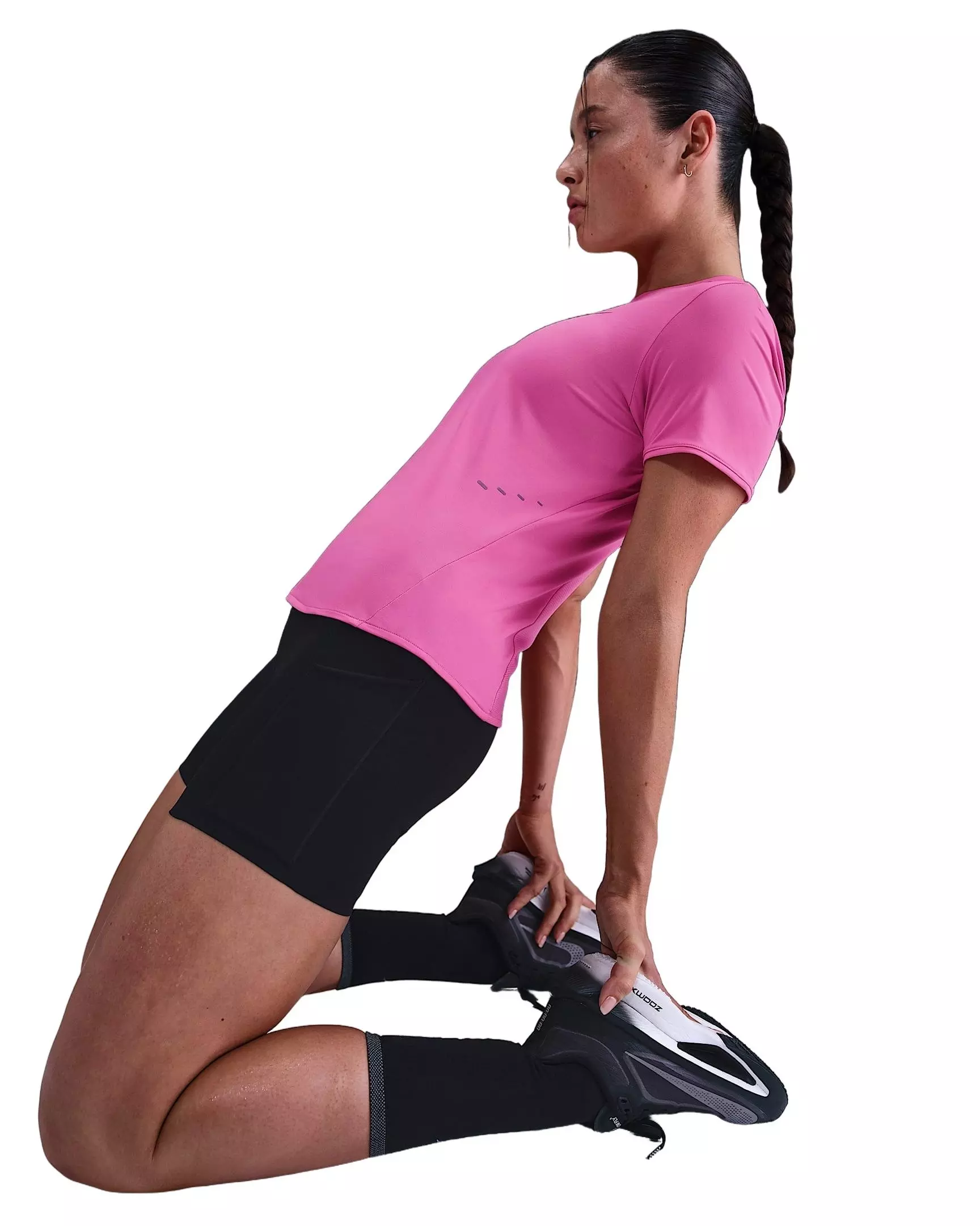 Nike Women's Swift Dri-FIT Short-Sleeve Running Top - Pink - PINK
