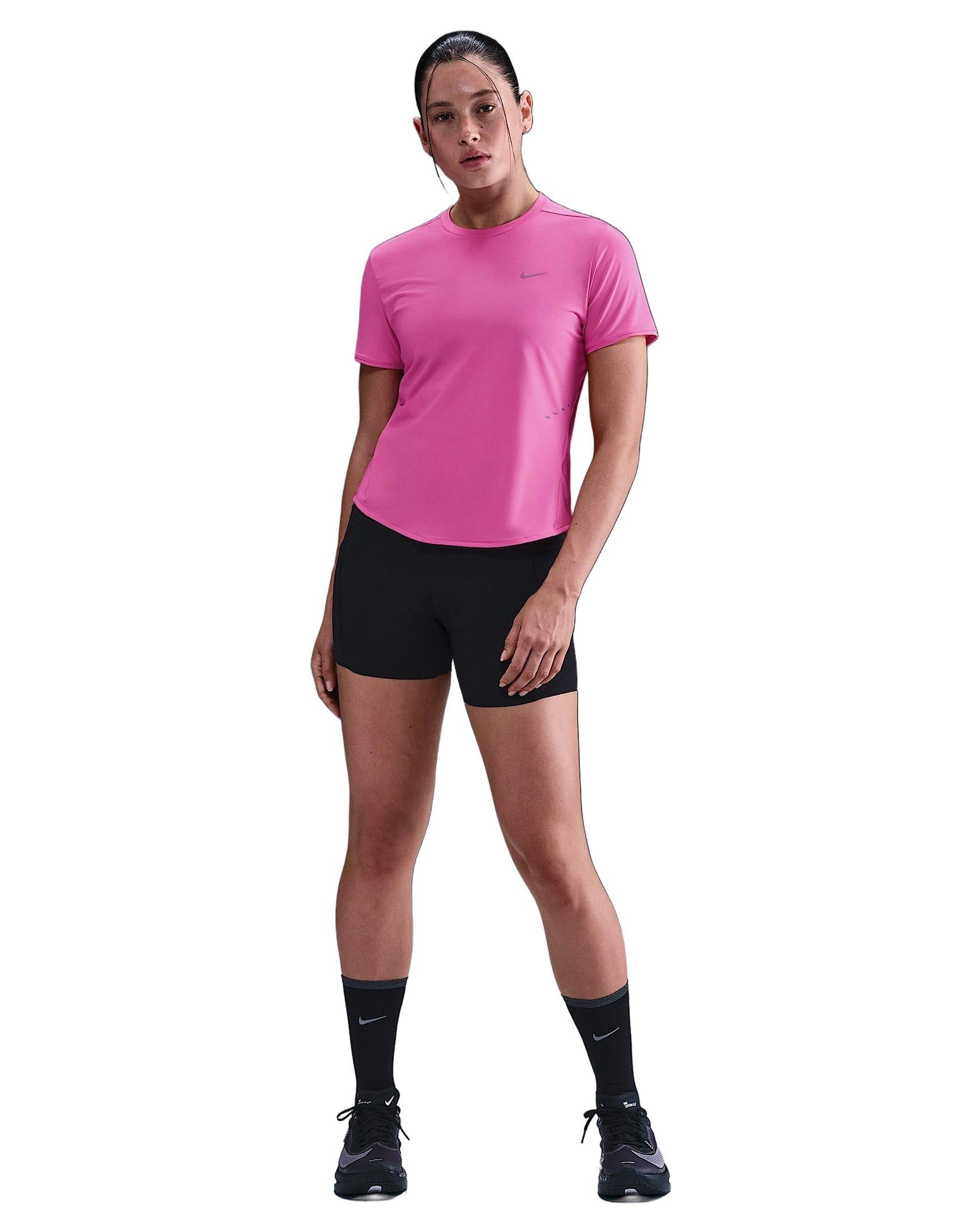 Nike Women's Swift Dri-FIT Short-Sleeve Running Top -Pink - PINK Thumbnail View 4