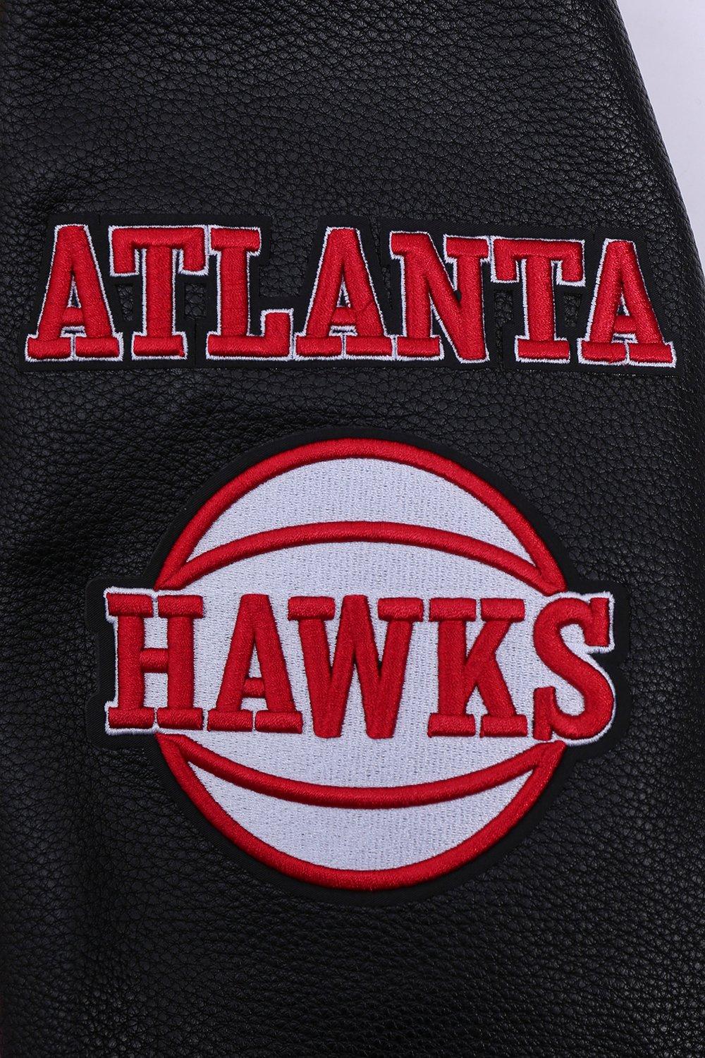 Pro Standard Men's NBA Atlanta Hawks Old English Rib Wool Varsity Jacket - Red/Black - RED/BLACK Thumbnail View 6