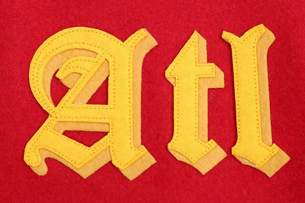 Pro Standard Men's NBA Atlanta Hawks Old English Rib Wool Varsity Jacket - Red/Black - RED/BLACK