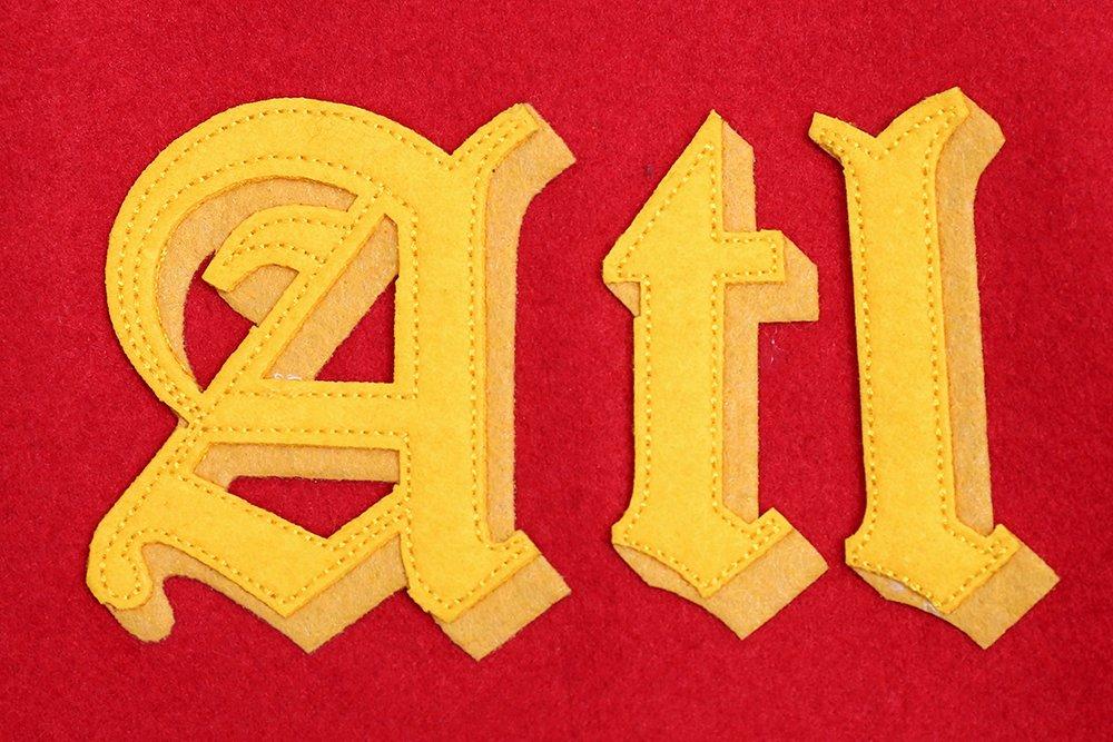 Pro Standard Men's NBA Atlanta Hawks Old English Rib Wool Varsity Jacket -Red/Black - RED/BLACK Thumbnail View 8