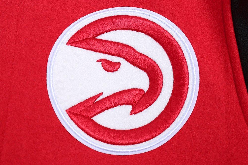 Pro Standard Men's NBA Atlanta Hawks Old English Rib Wool Varsity Jacket - Red/Black - RED/BLACK Thumbnail View 9