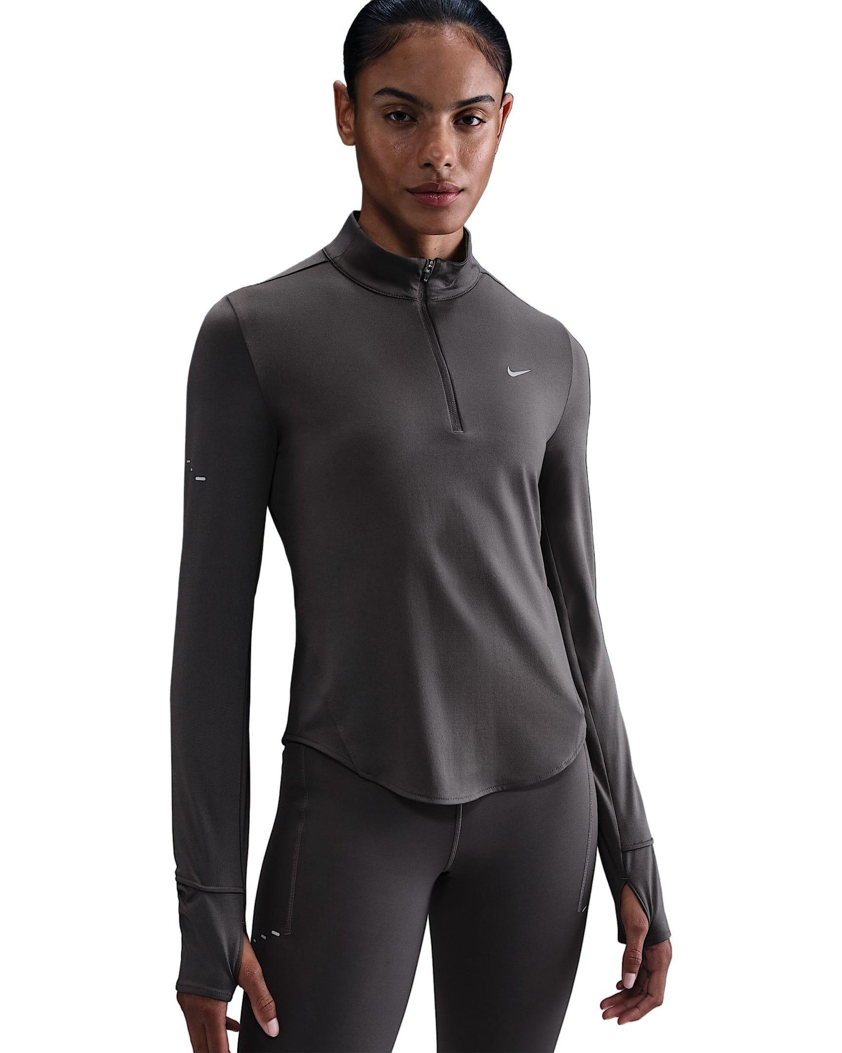 Nike Women's Swift Dri-FIT UV 1/4-Zip Running Top -Grey - GREY Thumbnail View 1