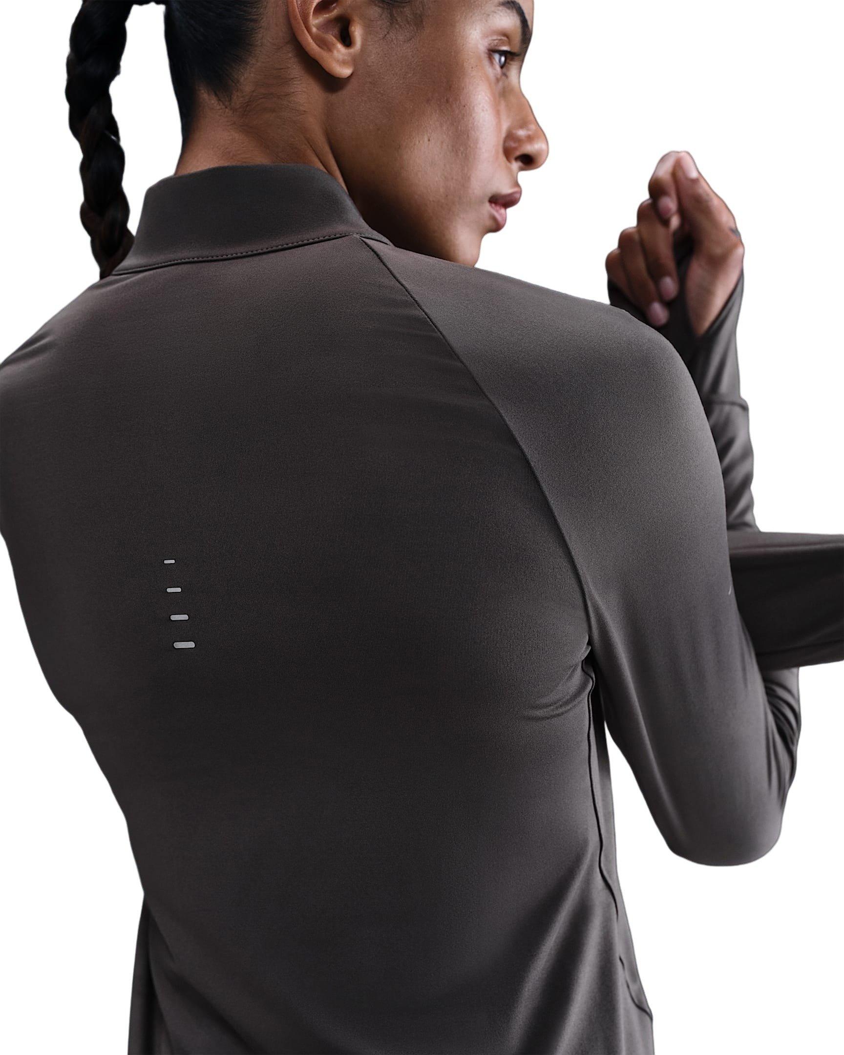 Nike Women's Swift Dri-FIT UV 1/4-Zip Running Top -Grey - GREY Thumbnail View 2