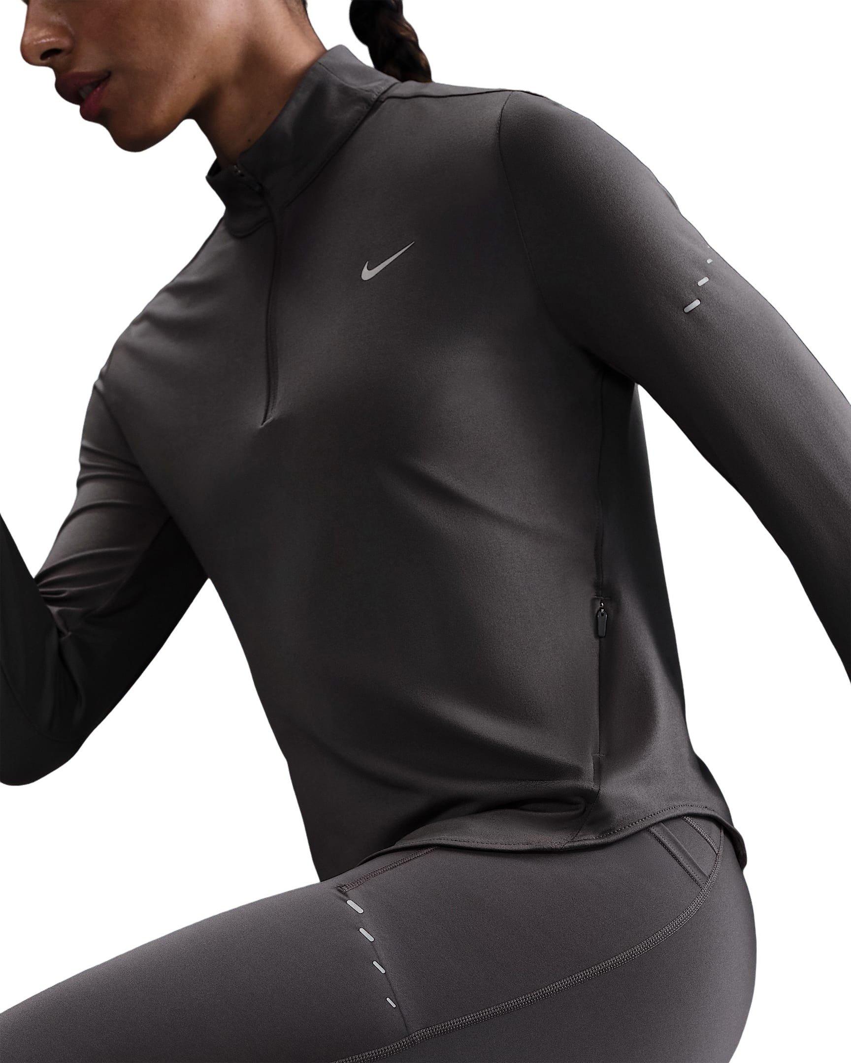 Nike Women's Swift Dri-FIT UV 1/4-Zip Running Top -Grey - GREY Thumbnail View 3