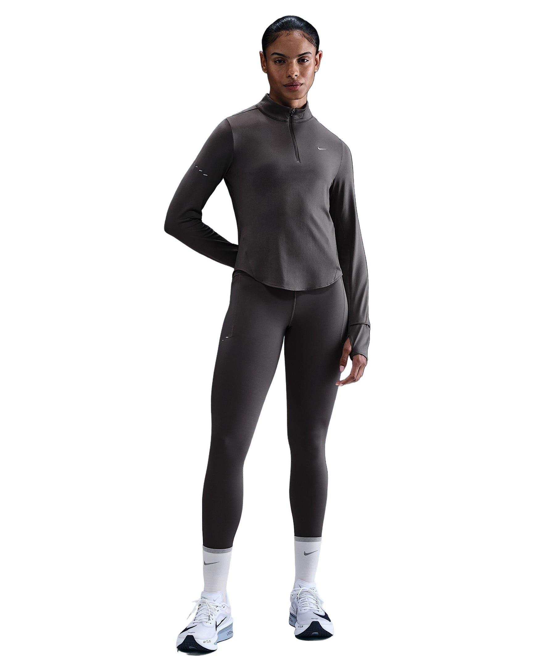 Nike Women's Long Sleeve Mock Neck Running Top - Grey