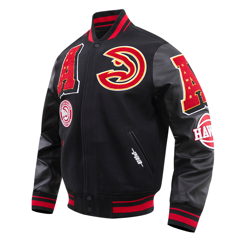 Pro Standard NBA Atlanta Hawks Men's Wool Varsity Jacket - Black