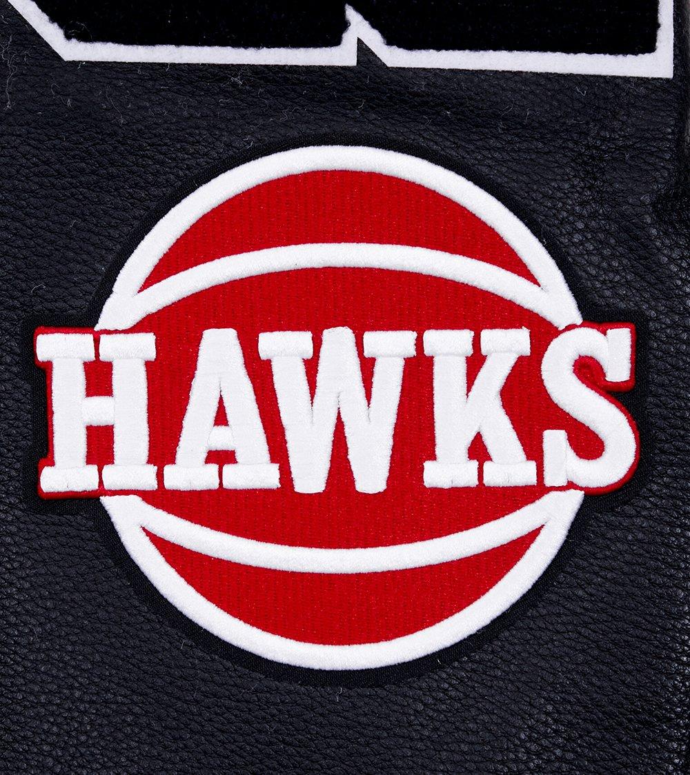 Pro Standard Men's NBA Atlanta Hawks Mashup Rib Wool Varsity Jacket -Black/Red - BLACK/RED Thumbnail View 6