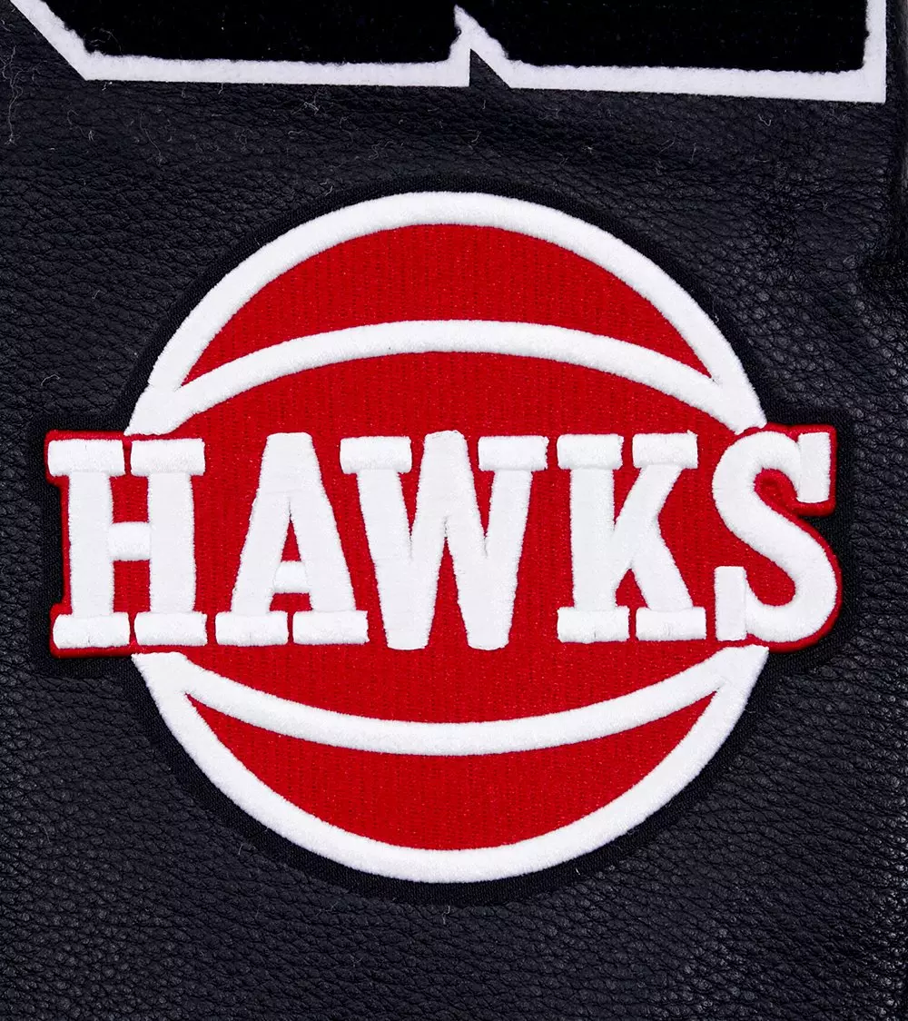 Pro Standard Men's NBA Atlanta Hawks Mashup Rib Wool Varsity Jacket -Black/Red - BLACK/RED