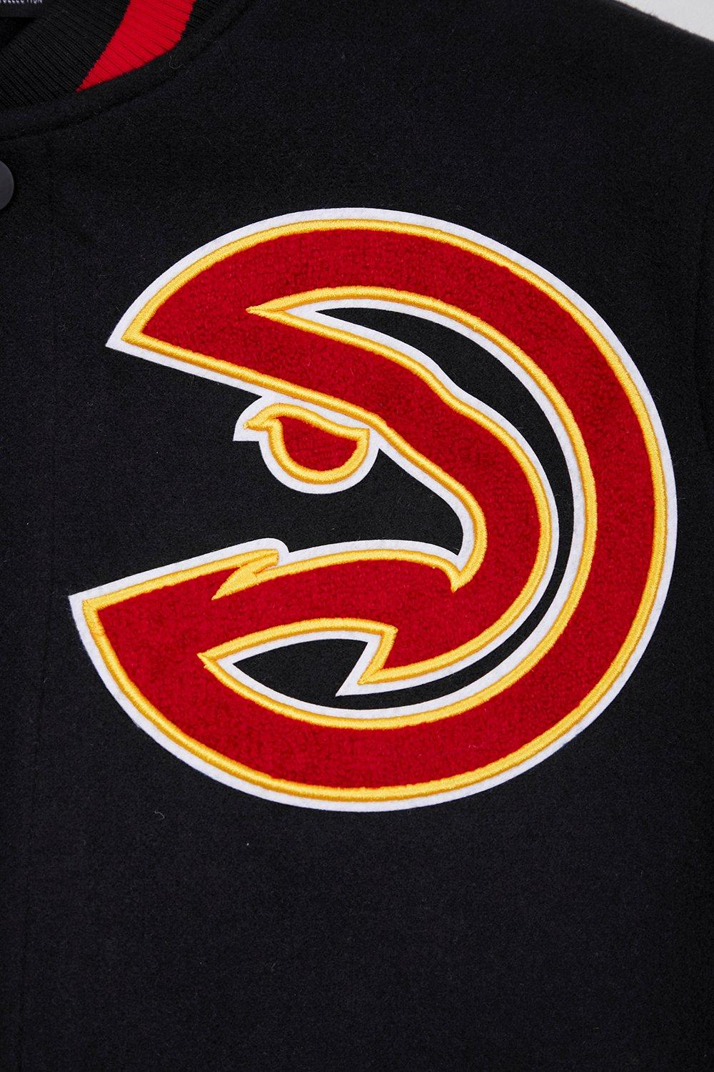 Pro Standard Men's NBA Atlanta Hawks Mashup Rib Wool Varsity Jacket - Black/Red - BLACK/RED Thumbnail View 8