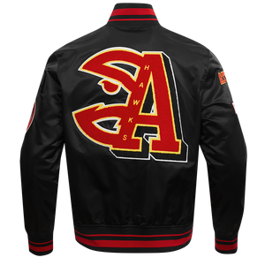Pro Standard Men's NBA Atlanta Hawks Mashup Rib Satin Jacket -Black/Red
