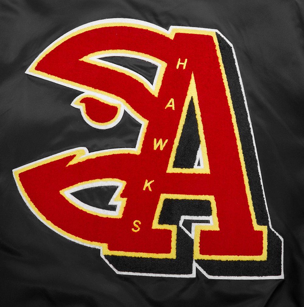 Pro Standard Men's NBA Atlanta Hawks Mashup Rib Satin Jacket -Black/Red - BLACK/RED Thumbnail View 6