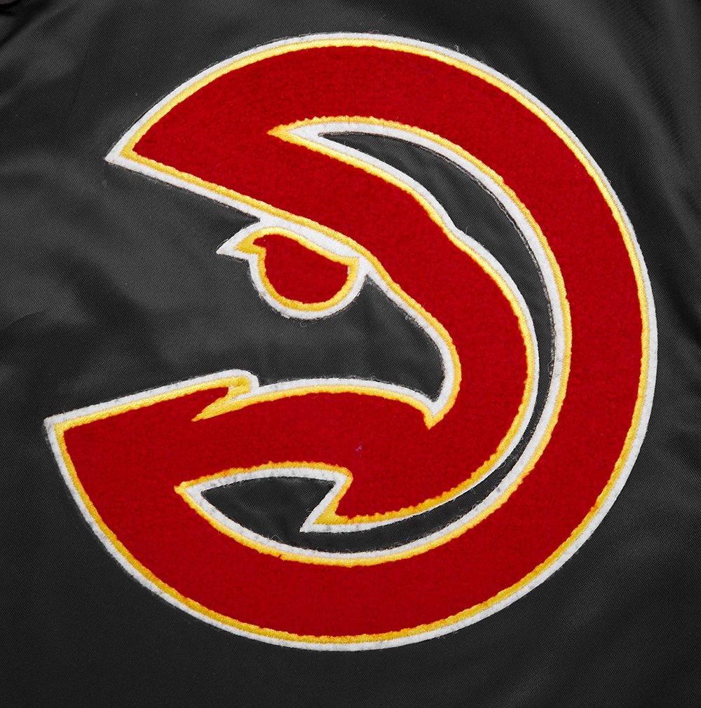 Pro Standard Men's NBA Atlanta Hawks Mashup Rib Satin Jacket - Black/Red - BLACK/RED Thumbnail View 7