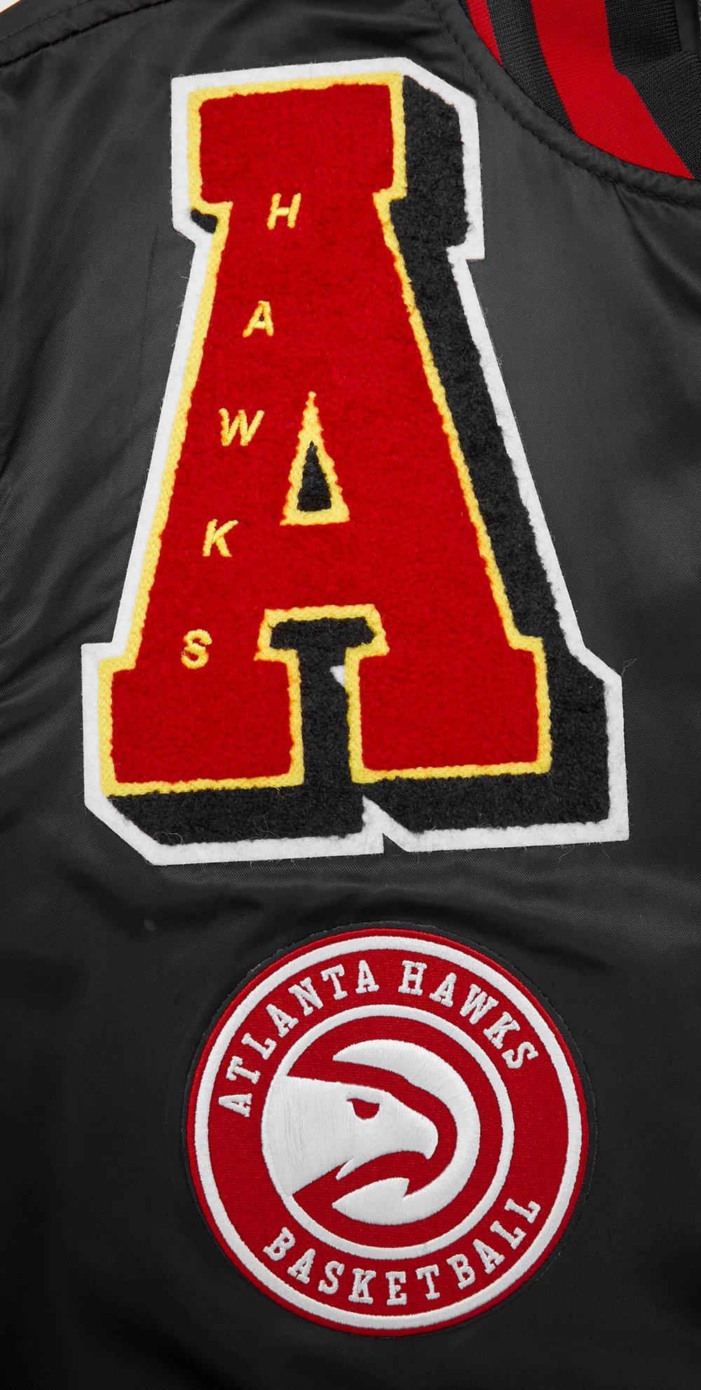 Pro Standard Men's NBA Atlanta Hawks Mashup Rib Satin Jacket -Black/Red - BLACK/RED Thumbnail View 8