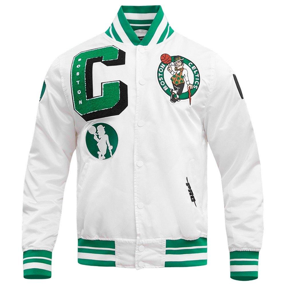 Pro Standard Men's NBA Boston Celtics Mashup Rib Satin Jacket -White/Green - WHITE/GREEN Thumbnail View 1
