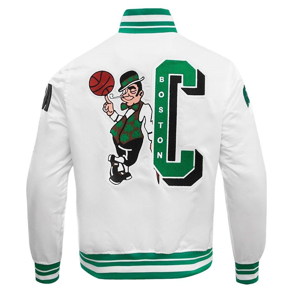 Pro Standard Men's NBA Boston Celtics Mashup Rib Satin Jacket -White/Green - WHITE/GREEN Thumbnail View 2