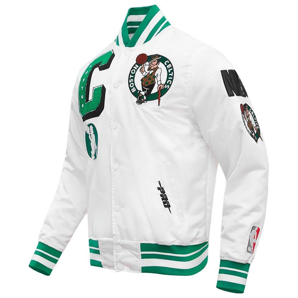 Pro Standard Men's NBA Boston Celtics Mashup Rib Satin Jacket -White/Green - WHITE/GREEN Thumbnail View 3
