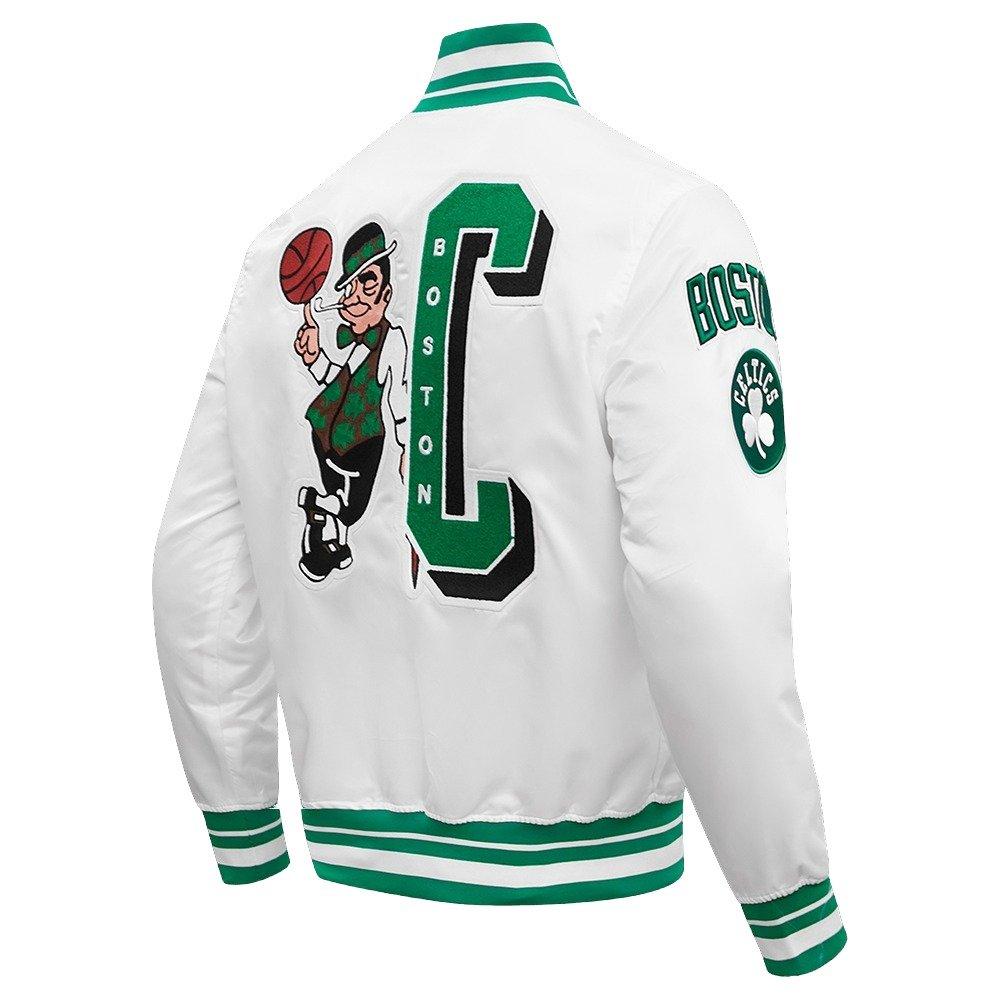Pro Standard Men's NBA Boston Celtics Mashup Rib Satin Jacket - White/Green - WHITE/GREEN Thumbnail View 4