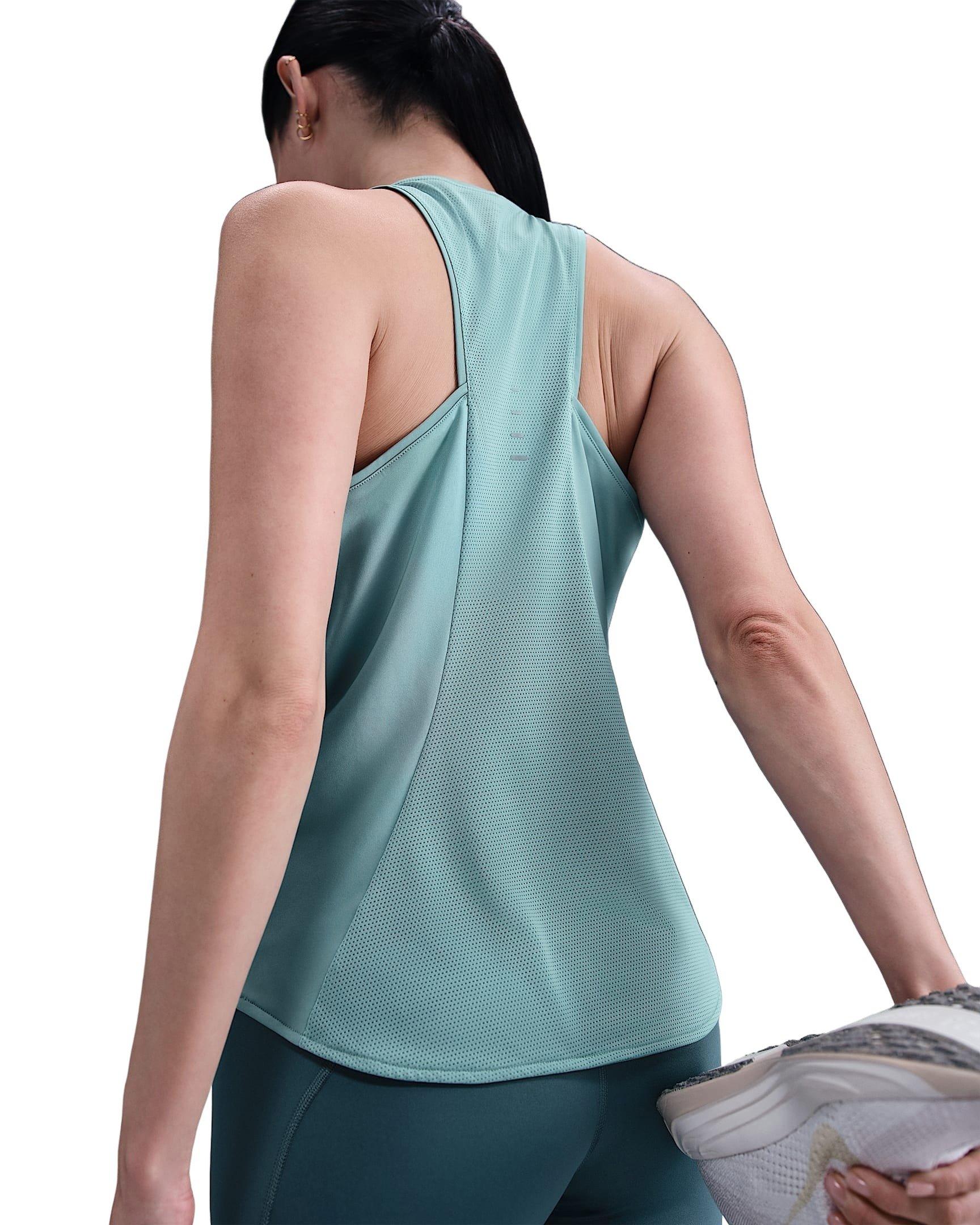 Nike Women's Swift Dri-FIT Running Tank Top - Green - GREEN Thumbnail View 2