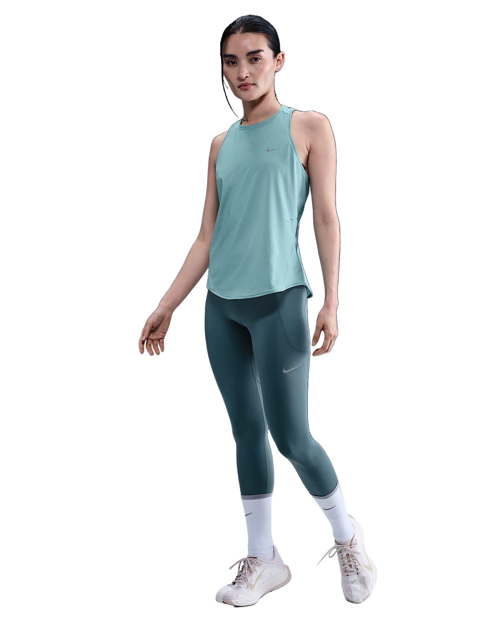 Nike Women's Swift Dri-FIT Running Tank Top -Green - GREEN Thumbnail View 4