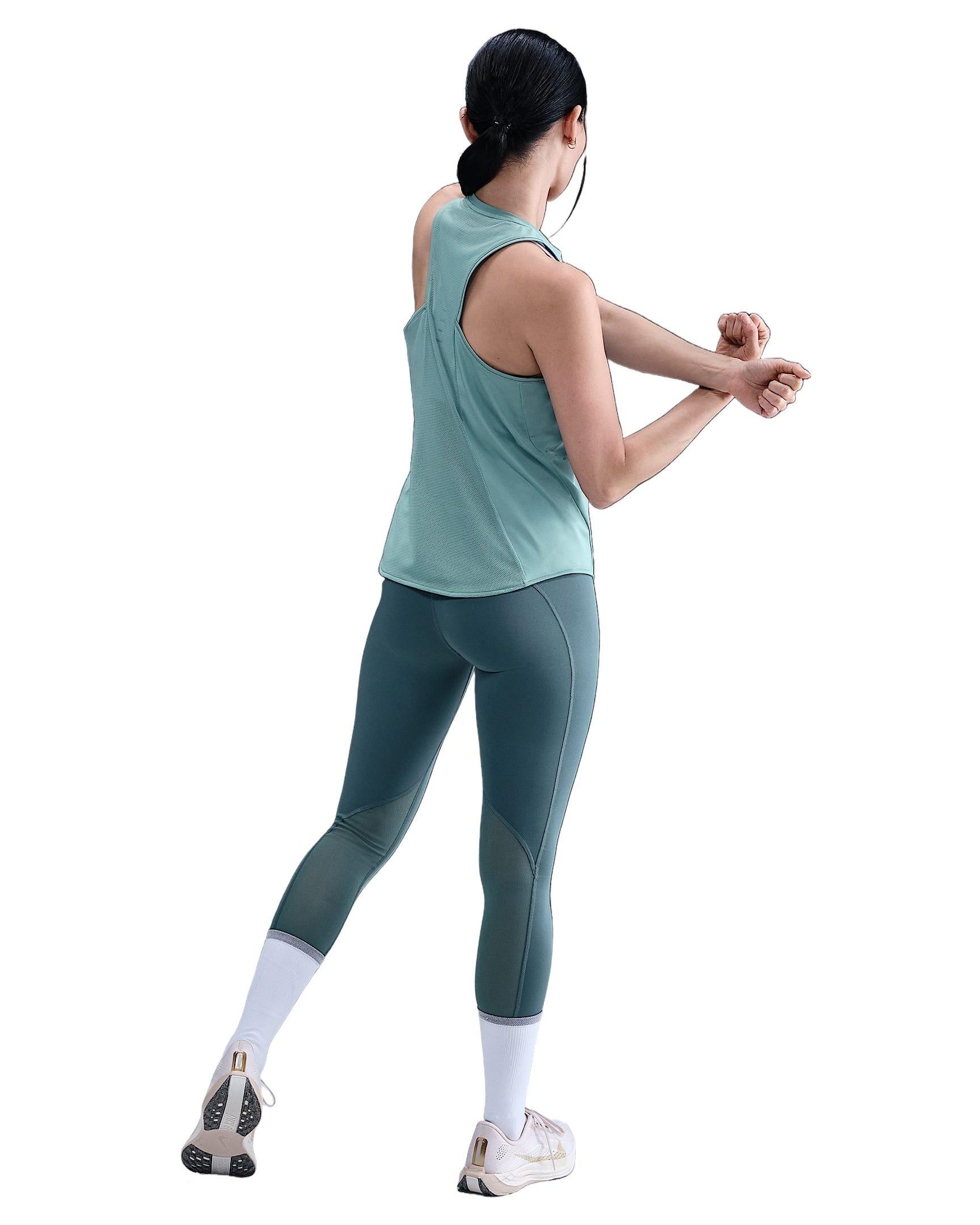 Nike Women's Swift Dri-FIT Running Tank Top -Green - GREEN Thumbnail View 5