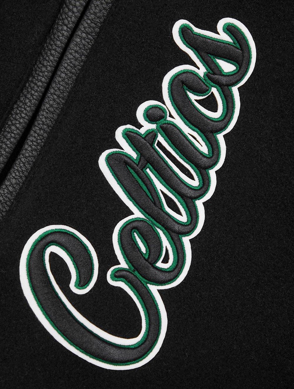 Pro Standard Men's NBA Boston Celtics Mashup Rib Wool Varsity Jacket - Black/Green - BLACK/GREEN Thumbnail View 6