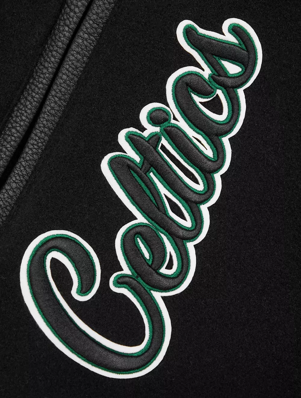 Pro Standard Men's NBA Boston Celtics Mashup Rib Wool Varsity Jacket - Black/Green - BLACK/GREEN