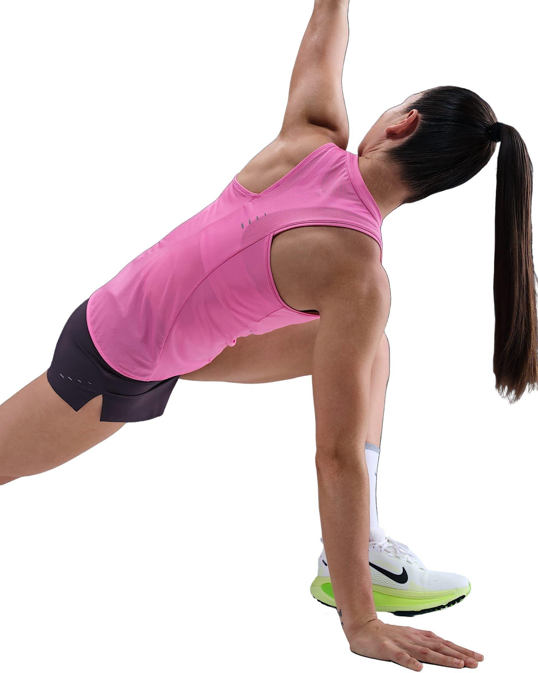 Nike Women's Swift Dri-FIT Running Tank Top - Pink - PINK Thumbnail View 3