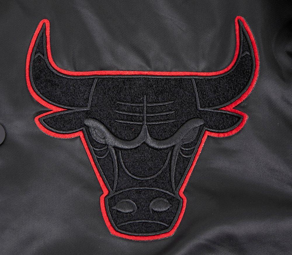 Pro Standard Men's NBA Chicago Bulls Old English Logo Satin Varsity Jacket -Black/Red - BLACK/RED Thumbnail View 5