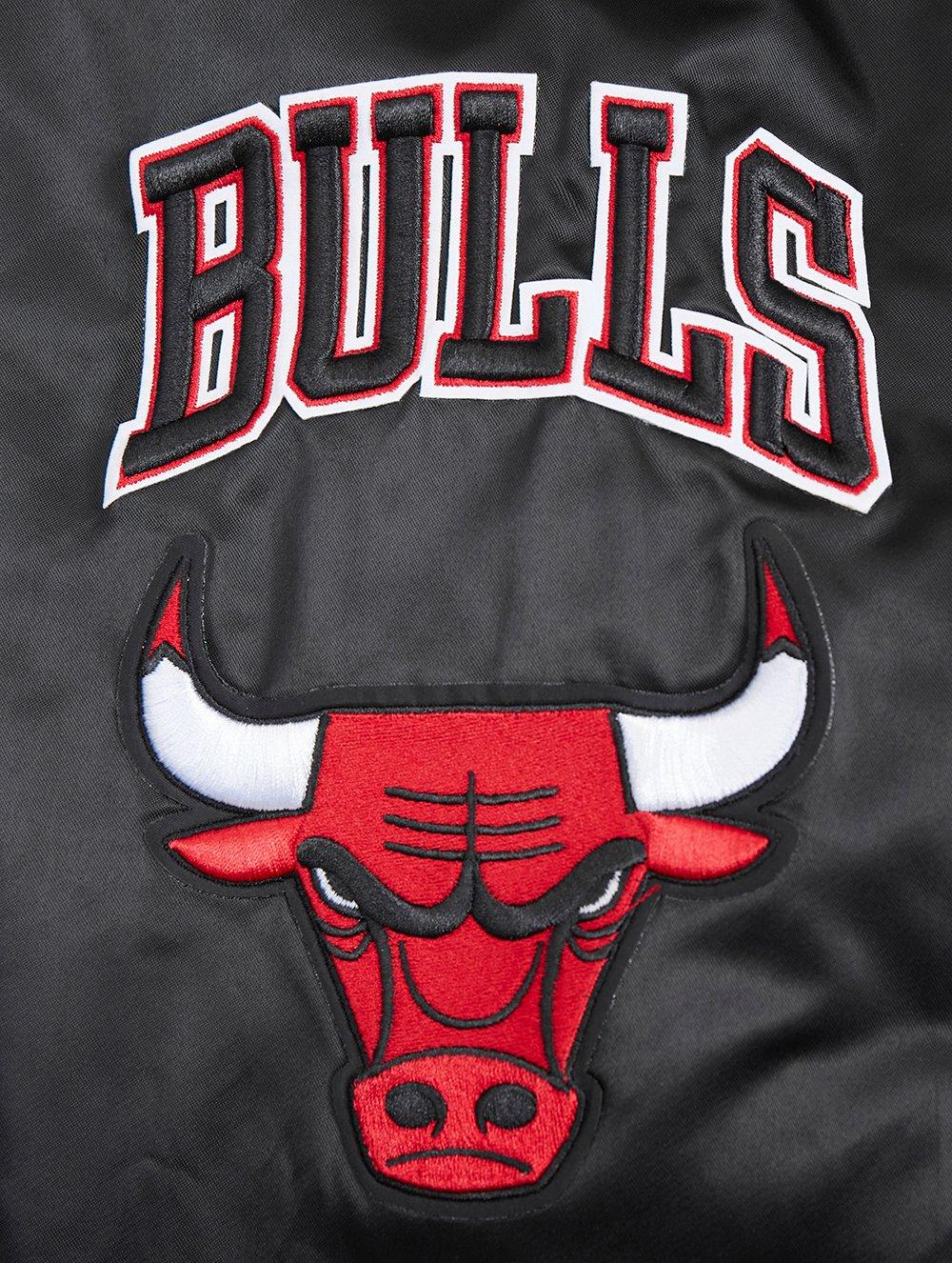 Pro Standard Men's NBA Chicago Bulls Old English Logo Satin Varsity Jacket -Black/Red - BLACK/RED Thumbnail View 7