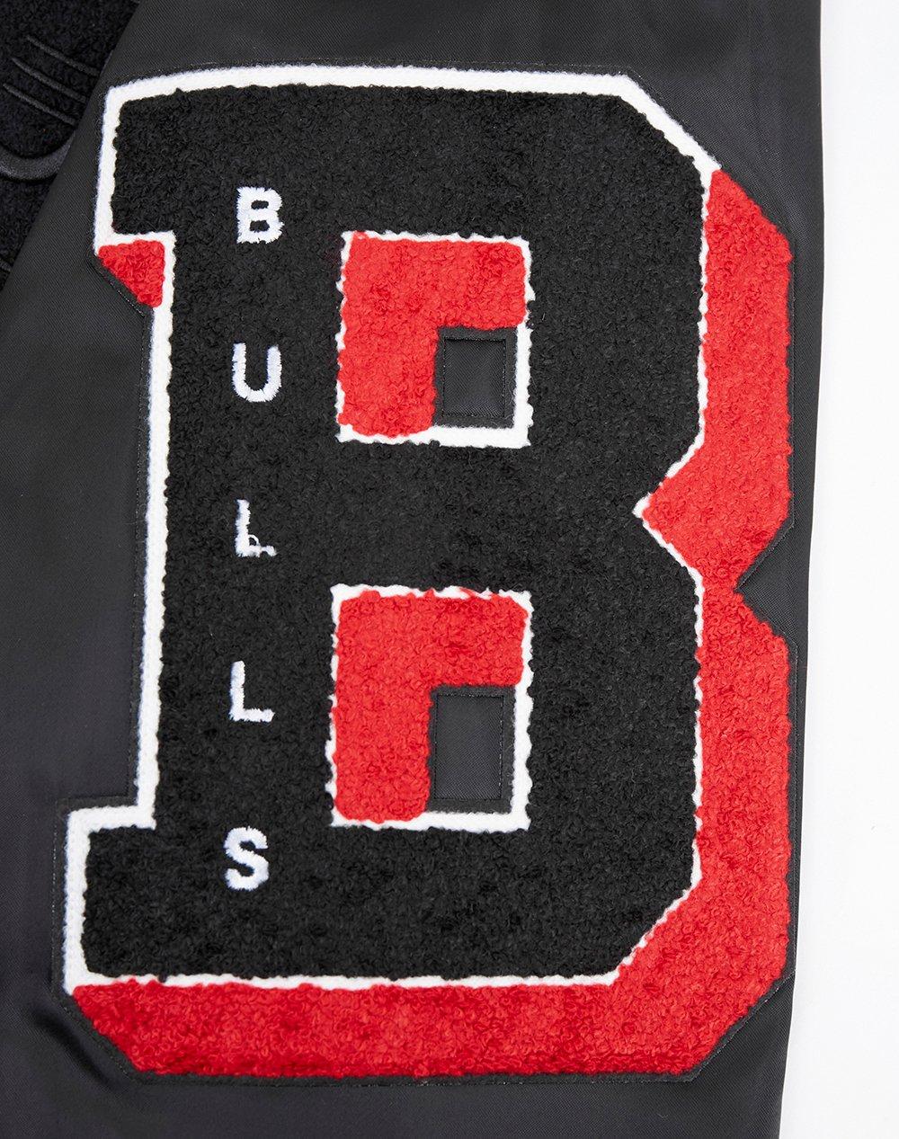 Pro Standard Men's NBA Chicago Bulls Old English Logo Satin Varsity Jacket -Black/Red - BLACK/RED Thumbnail View 8