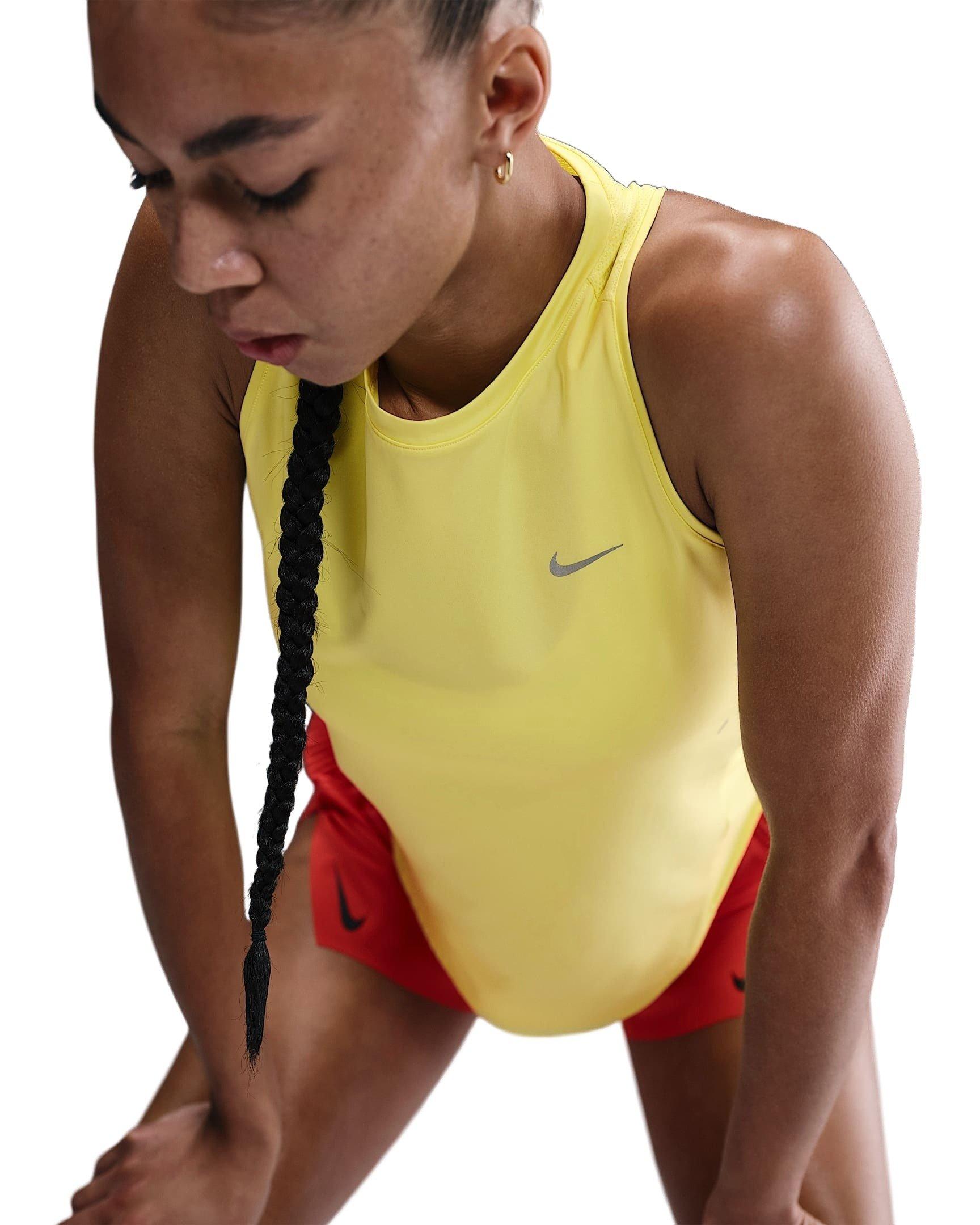 Nike Women's Swift Dri-FIT Running Tank Top -Yellow - YELLOW Thumbnail View 3