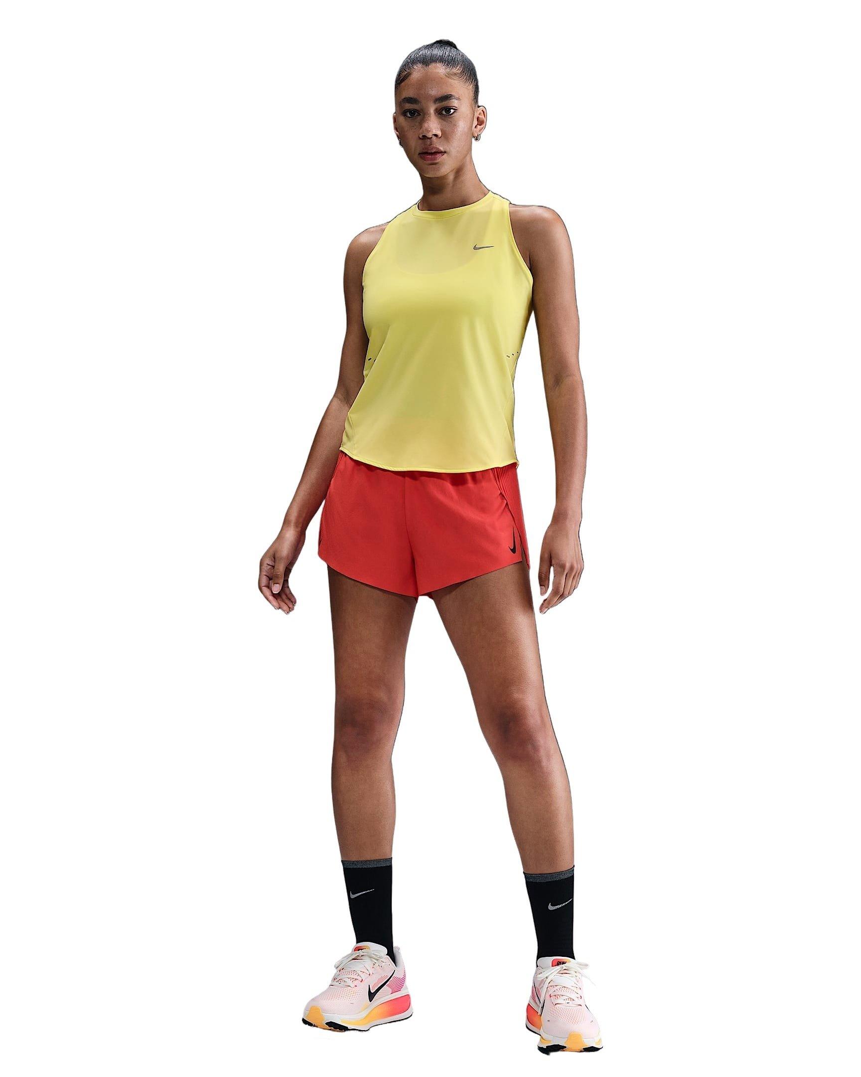 Nike Women's Swift Dri-FIT Running Tank Top -Yellow - YELLOW Thumbnail View 4