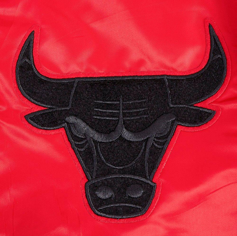 Pro Standard Men's NBA Chicago Bulls Old English Logo Satin Varsity Jacket - Red/Black - RED/BLACK Thumbnail View 6