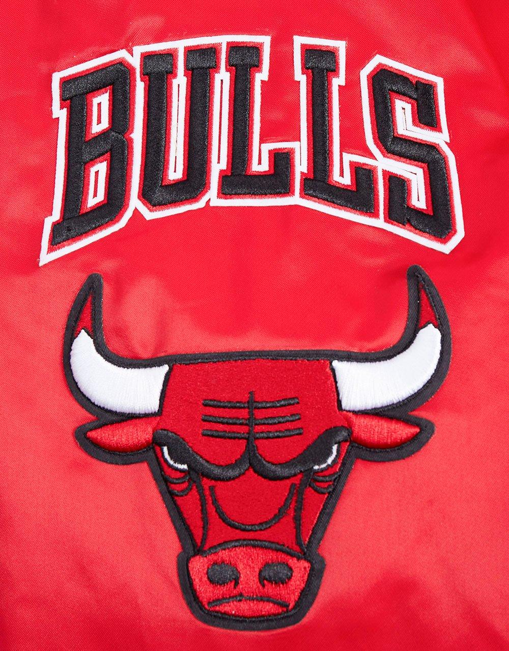 Pro Standard Men's NBA Chicago Bulls Old English Logo Satin Varsity Jacket - Red/Black - RED/BLACK Thumbnail View 8