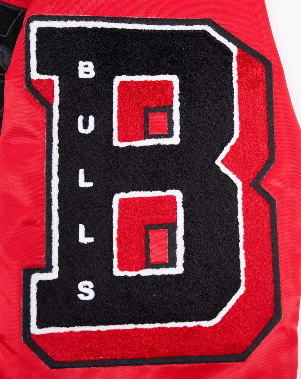 Pro Standard Men's NBA Chicago Bulls Old English Logo Satin Varsity Jacket - Red/Black - RED/BLACK