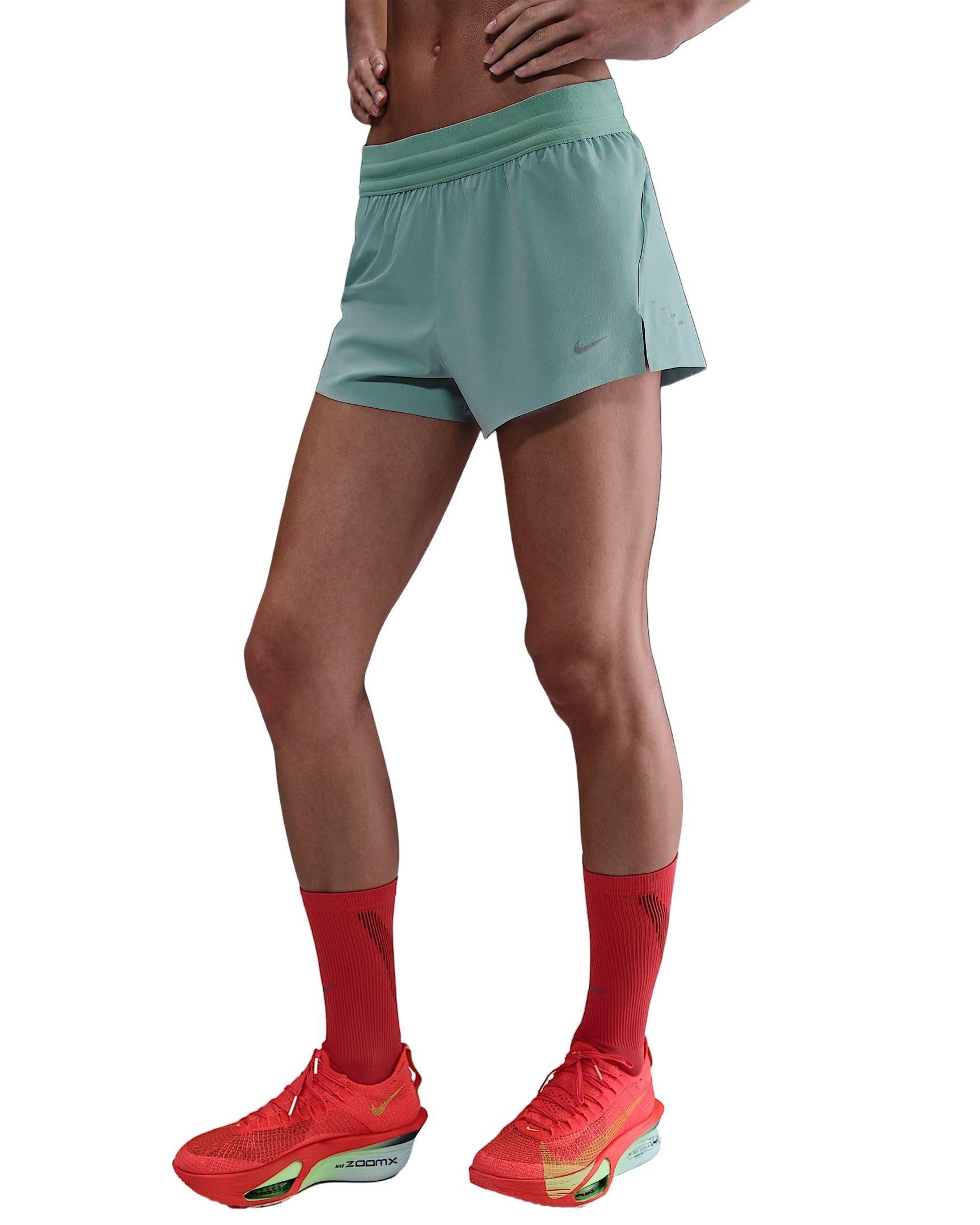 Nike Women's Swift Dri-FIT Mid-Rise 2.5" Brief-Lined Running Shorts -Green - GREEN Thumbnail View 1