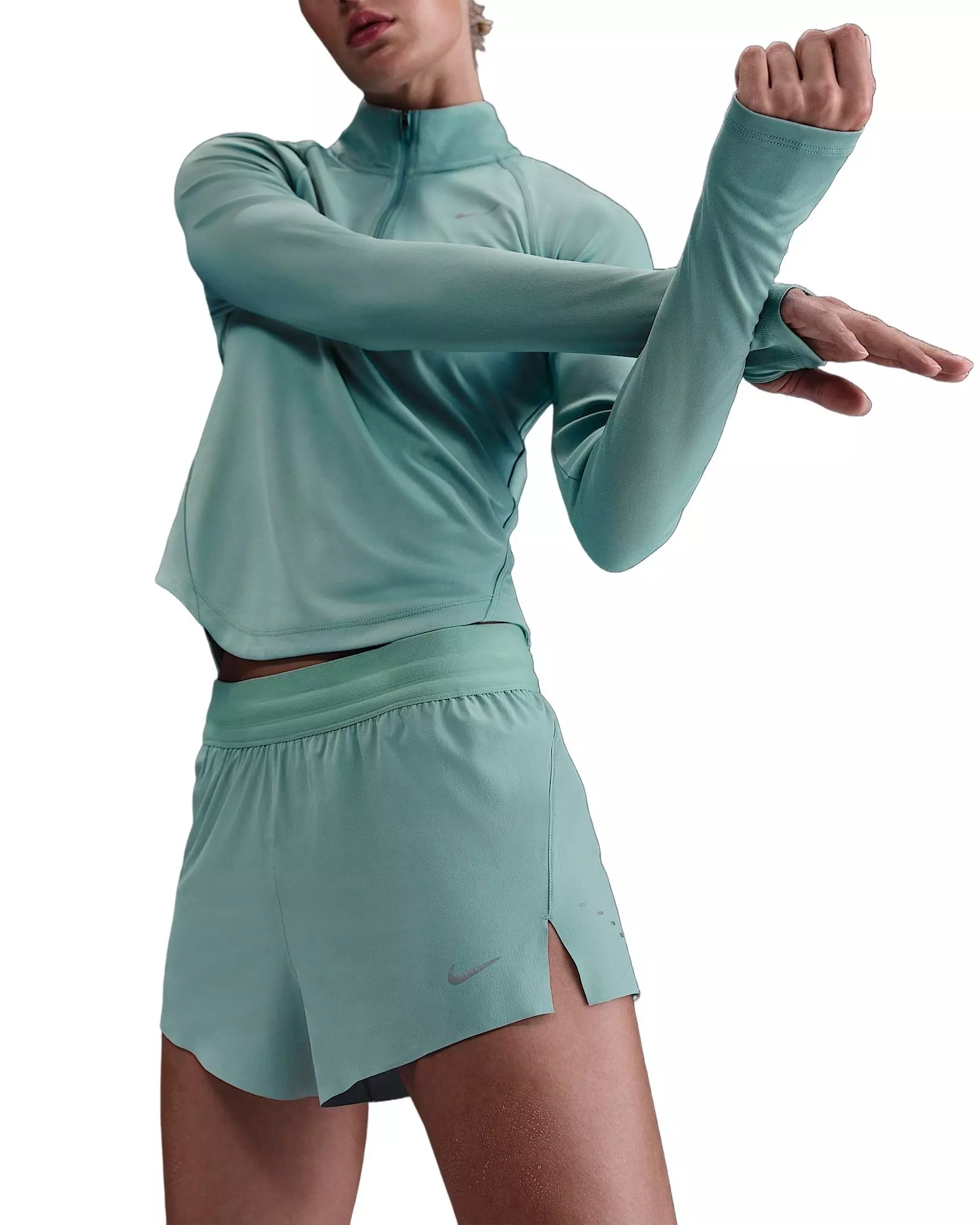 Nike Women's Swift Dri-FIT Mid-Rise 2.5" Brief-Lined Running Shorts -Green - GREEN